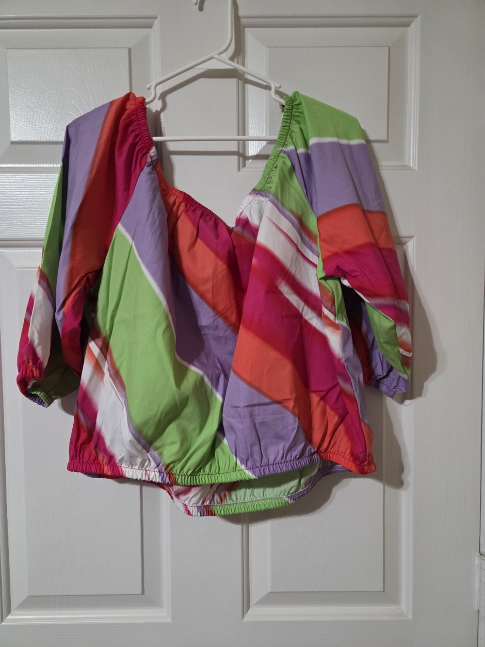 Sz 18/20Ashley Stewart Colorblock Off-Shoulder Crop TOP